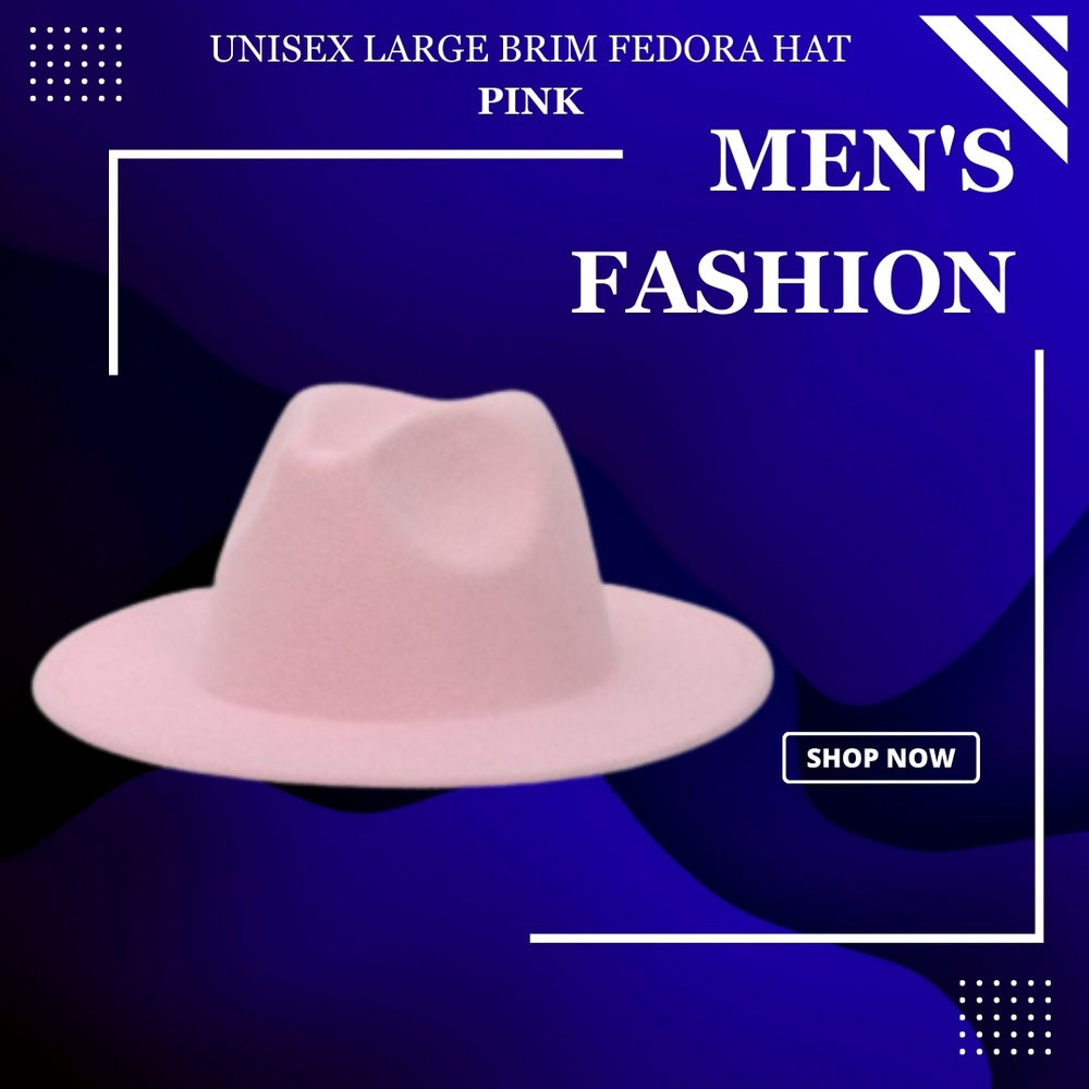 UNISEX LARGE BRIM  Pink Fedora Hat